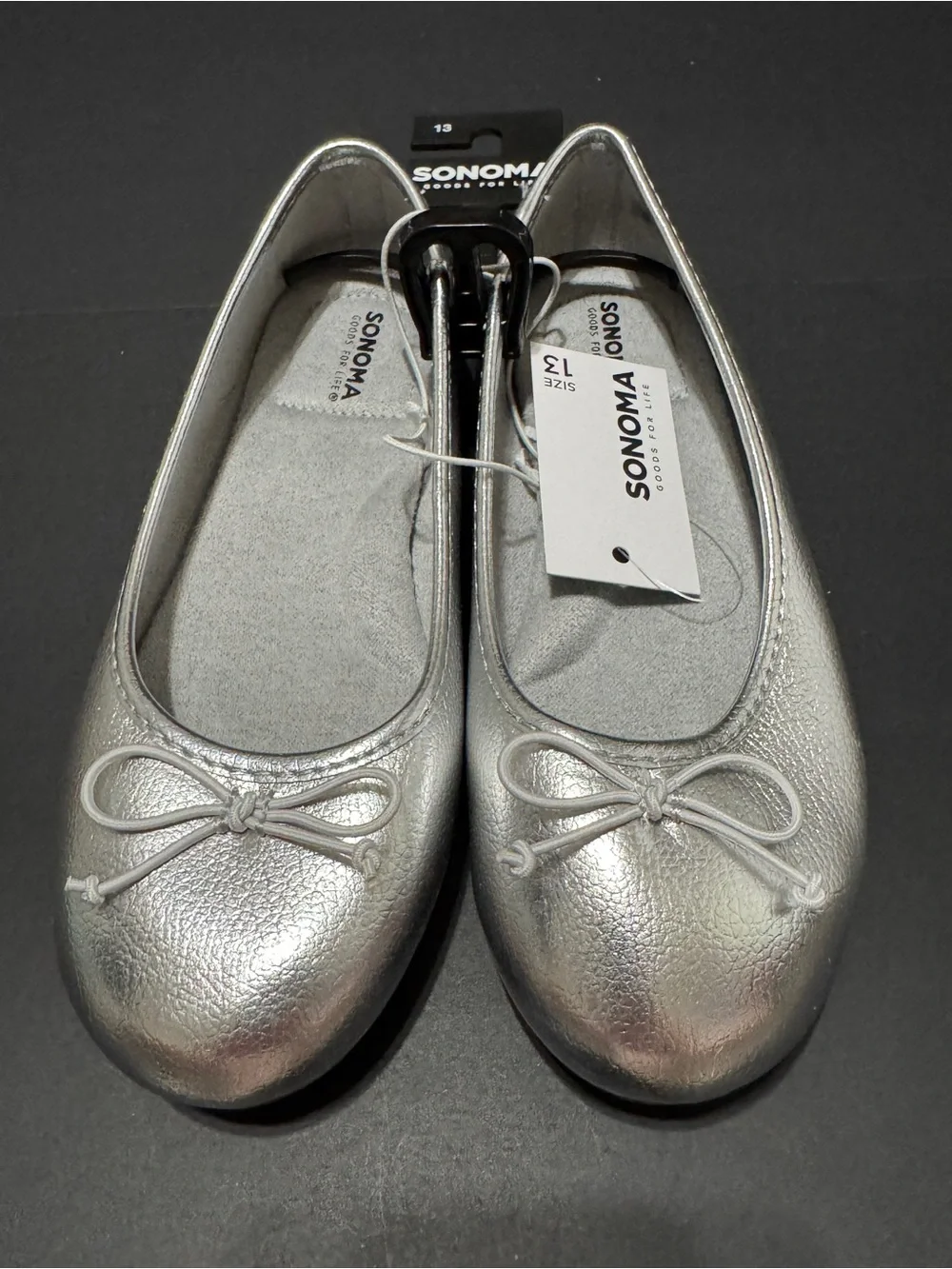 Sonoma Metallic Silver Bow Ballet Flats